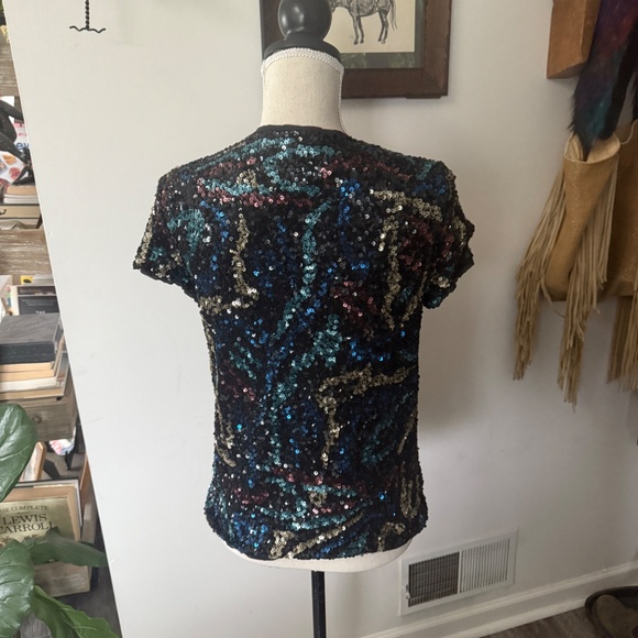 ZADIG & VOLTAIRE DELUXE Trusty Sequins Silk Trim Top S - Picture 3 of 6